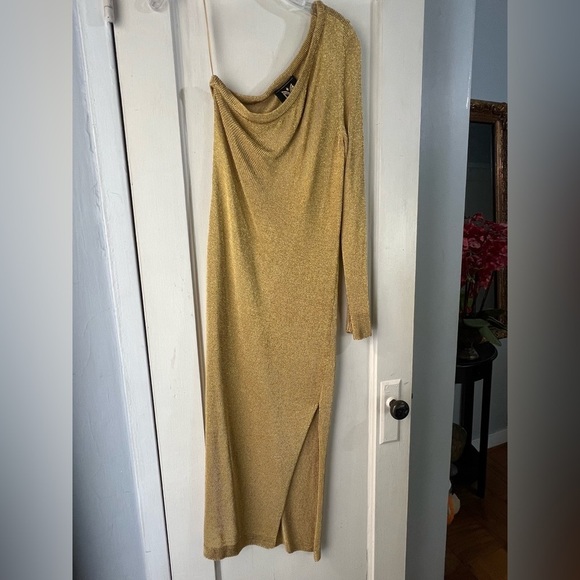Milly Senna Metallic One-Shoulder Midi-Dress S - Picture 12 of 12